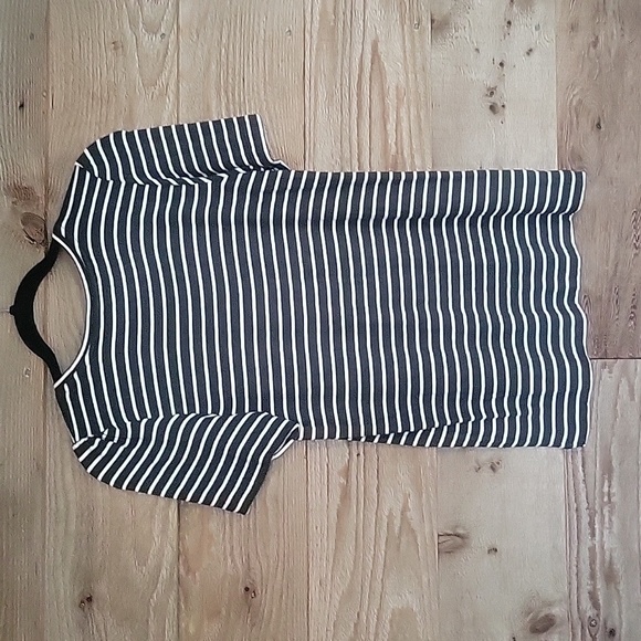 Loft Size Small Dark Green and White Striped Tee - Picture 5 of 6